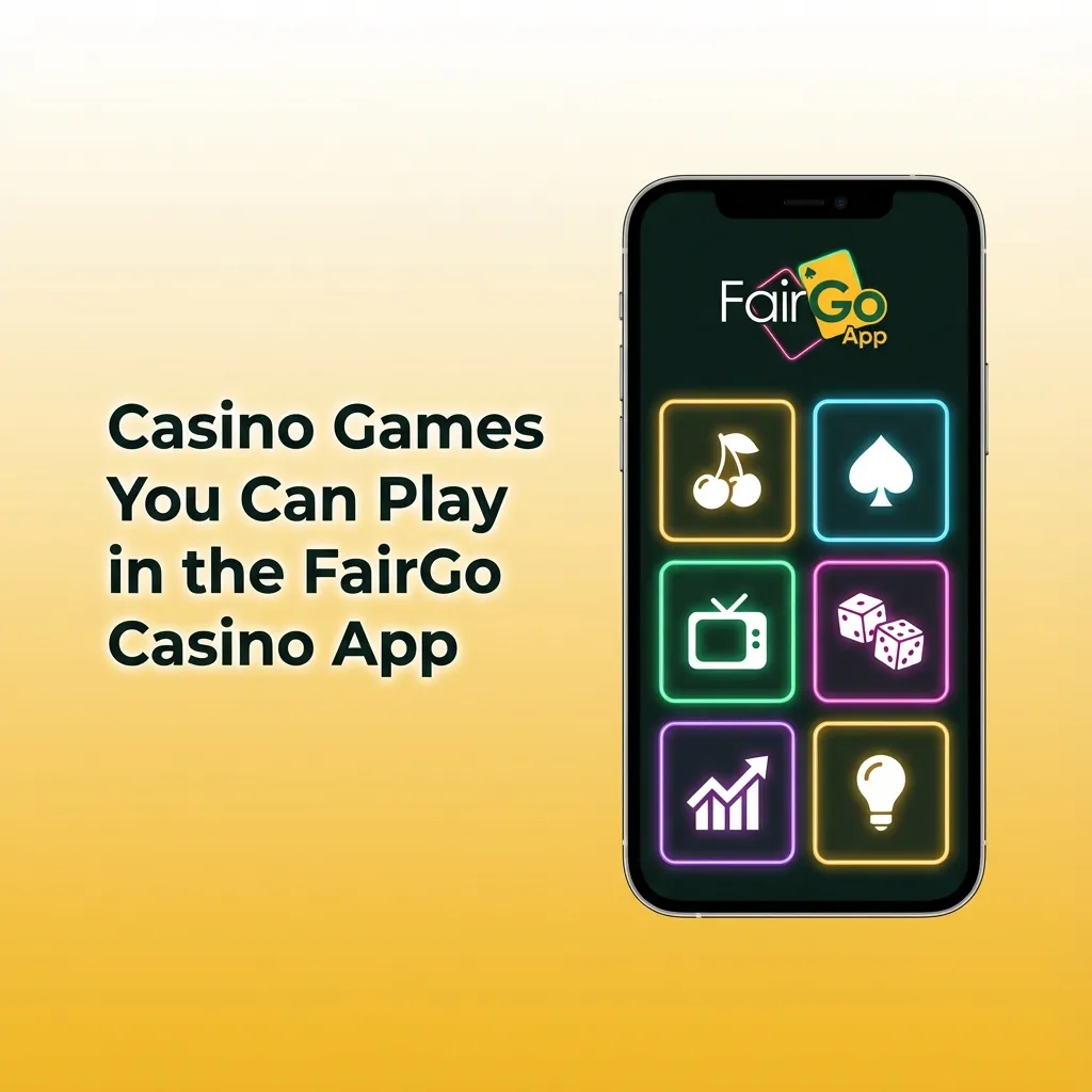 Mobile screen showing FairGo Casino app with pokies, table games, video poker, keno, and jackpots icons