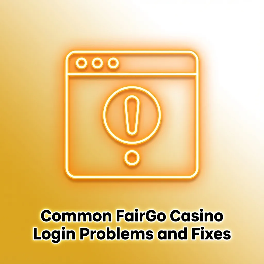 Illustration of FairGo Casino login screen with icons showing common sign-in errors and brief text fixes
