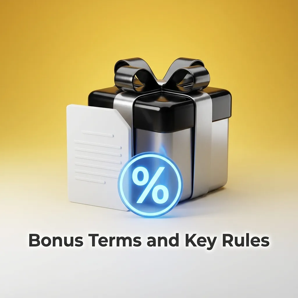 Infographic titled “Bonus Terms and Key Rules” listing main conditions for Australian online casino promotions and wagering