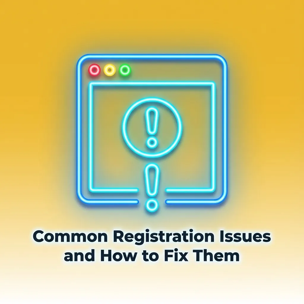 Infographic listing FairGo Casino registration problems with tips to fix email, address, account, error, and verification issues