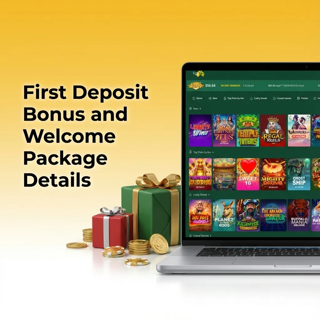 Infographic showing FairGo Casino AU welcome offer: 100% bonus up to AU$200 on first 5 deposits, with wagering requirements.