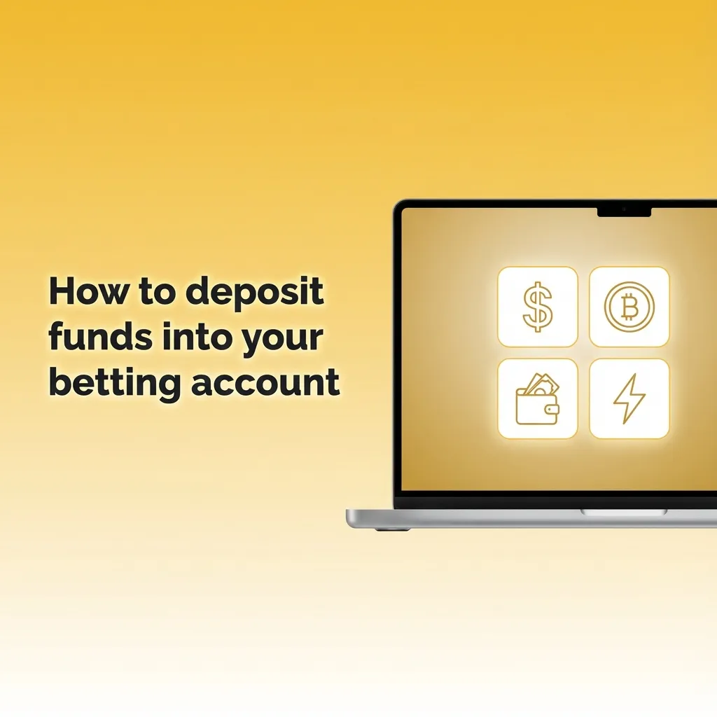 Illustration of a user depositing money into an online betting account via cashier section, cards and e-wallet icons visible