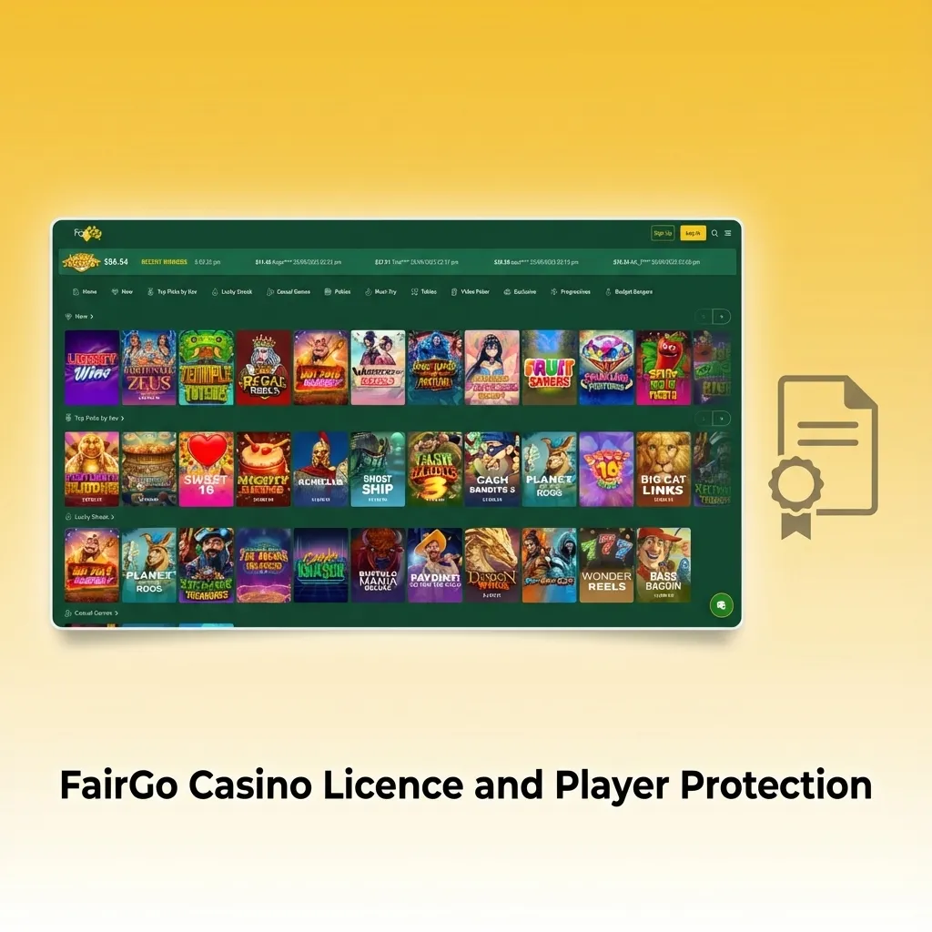 FairGo Casino licence banner highlighting Curacao eGaming regulation and player protection for fair, secure online betting