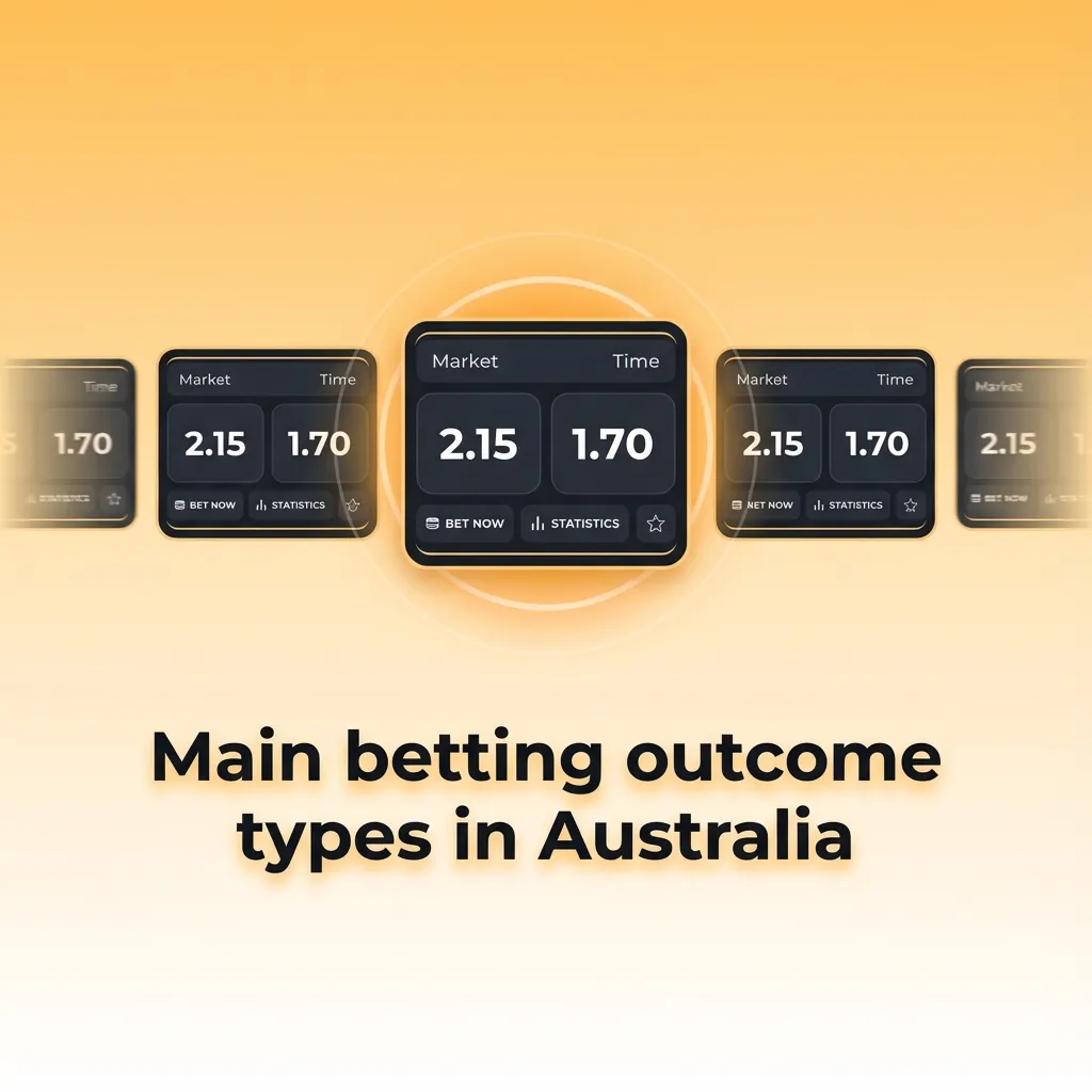 Infographic listing main sports betting outcomes in Australia: match result, handicap, totals, BTTS, player performance