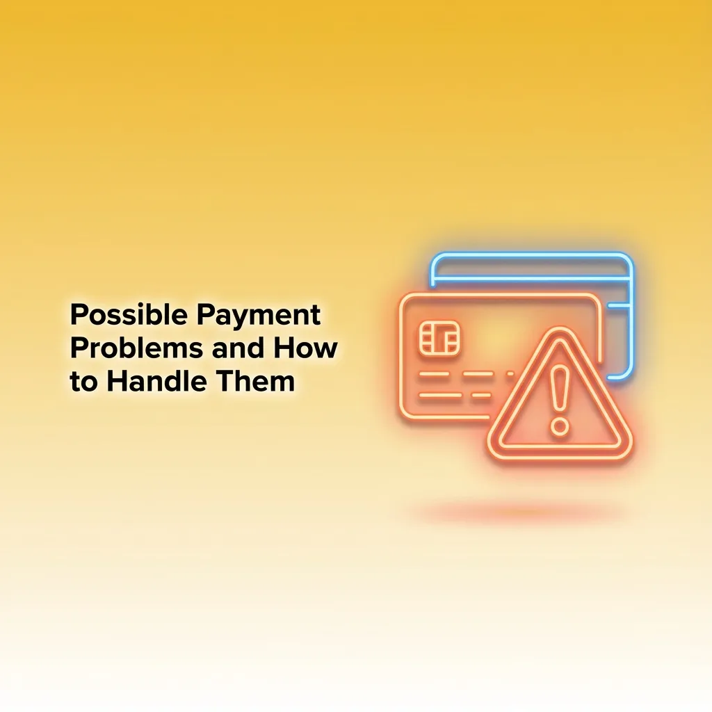 Illustration of online casino payment issues with icons for cards, bank, crypto, and support solutions listed alongside.