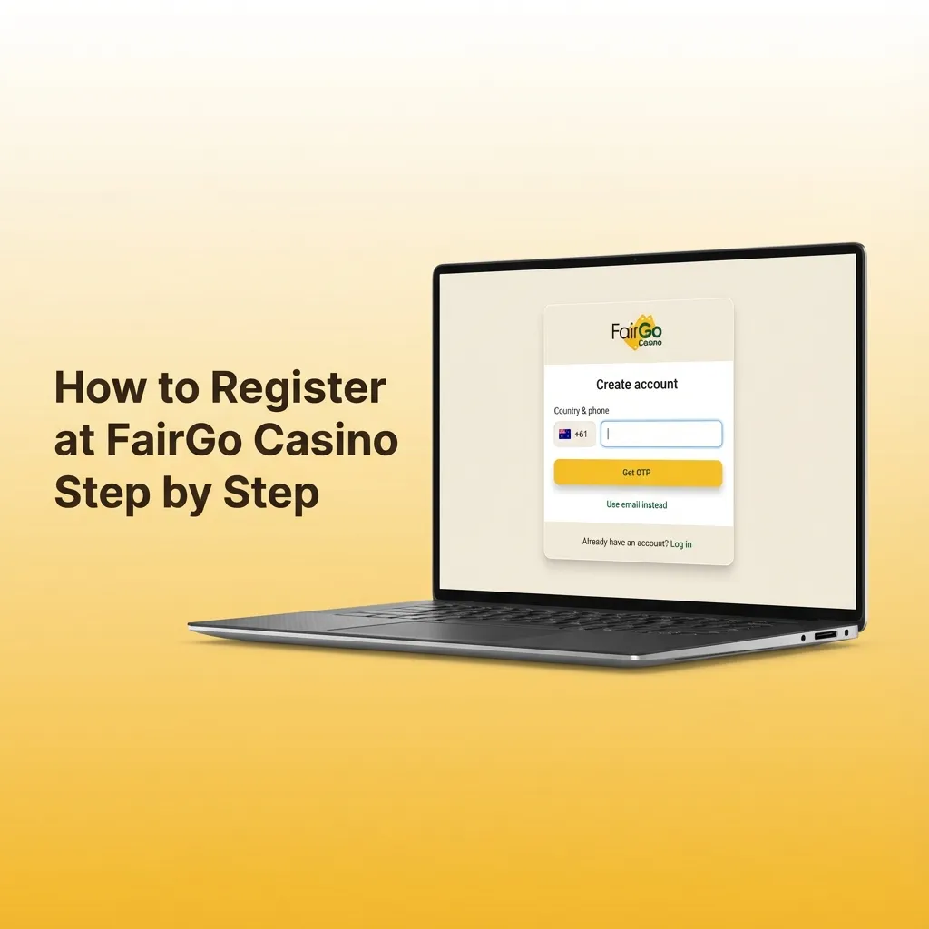 Illustrated FairGo Casino signup steps from entering details to email confirmation and first AUD deposit
