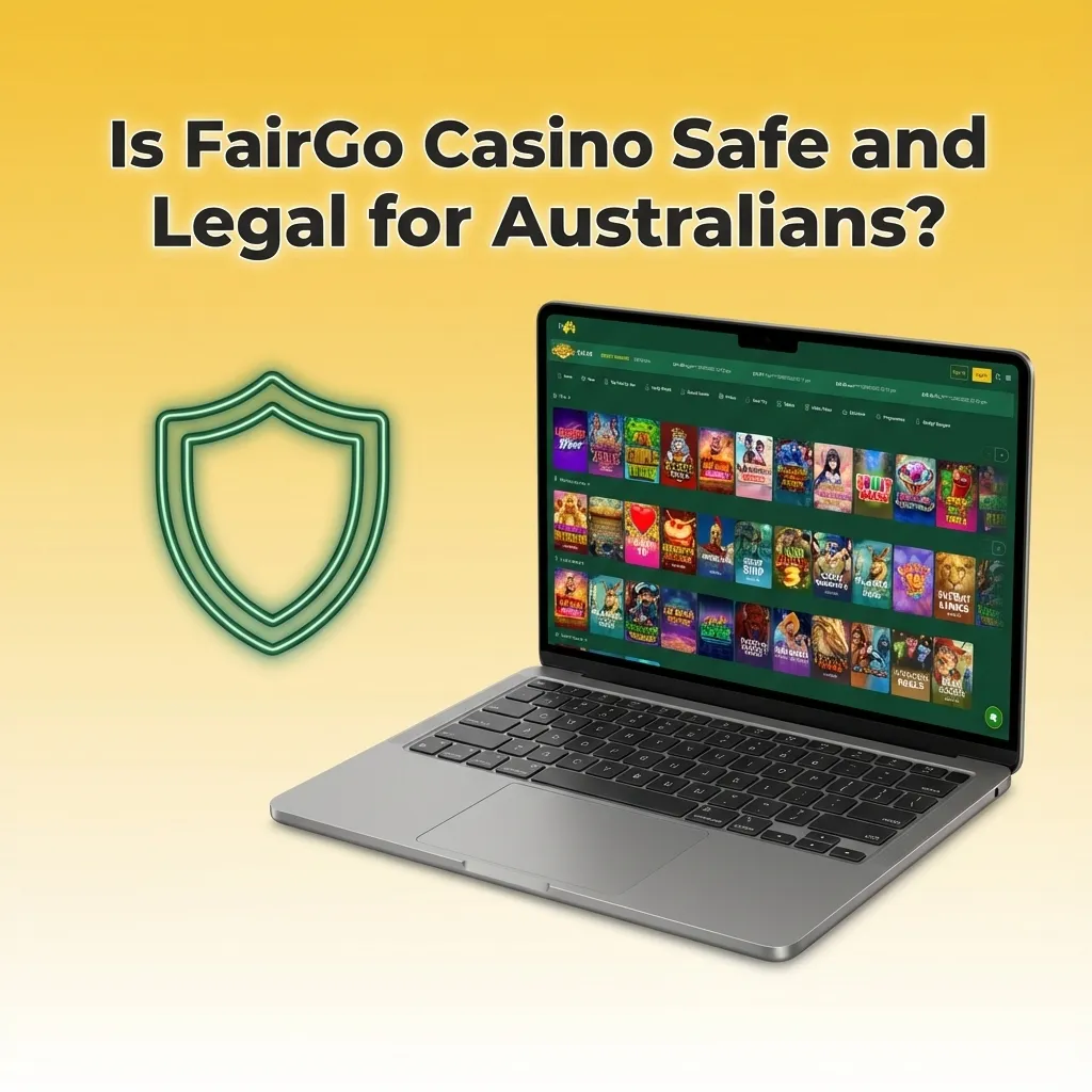 Infographic stating FairGo Casino is licensed in Curacao, uses SSL, and offers regulated, rule-based play for Australian users