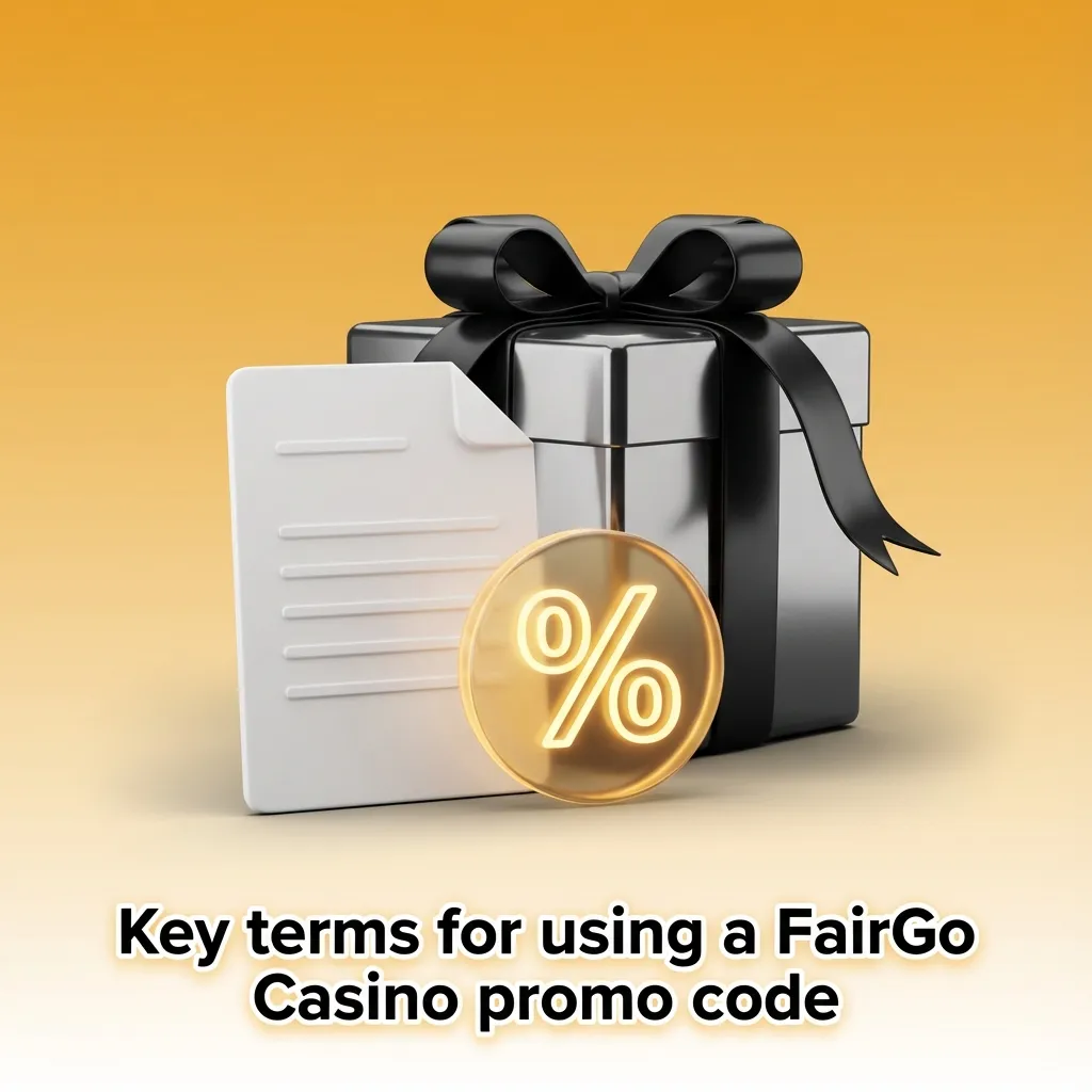 Infographic listing key FairGo Casino promo code rules, including bonuses, wagering, limits, and eligibility terms