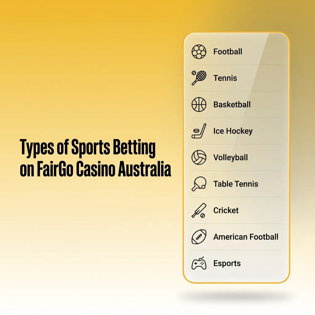 Illustration of FairGo Casino sports betting options for AFL, NRL, cricket, soccer, horse racing and greyhounds